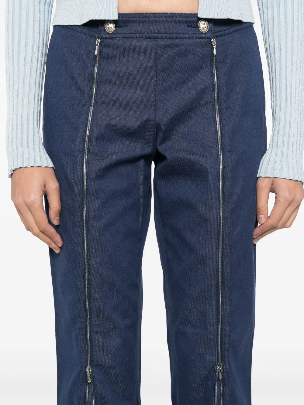 Pre-owned Chanel 2004 Zip-details Trousers In Blue