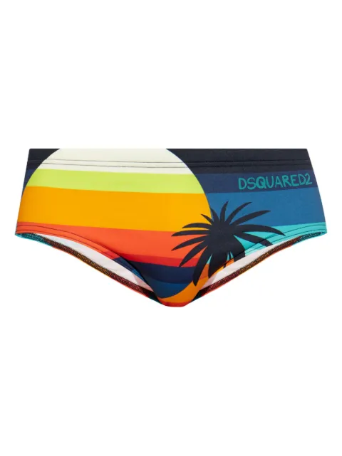 DSQUARED2 logo-detail striped swimming trunks