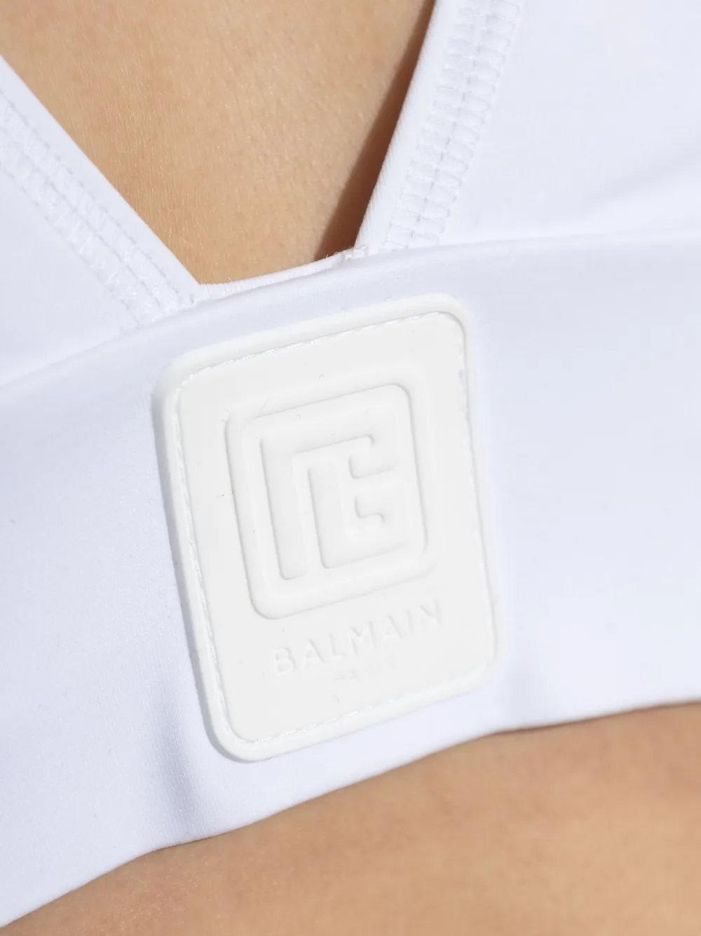 Shop Balmain Logo Patch Bikini In White