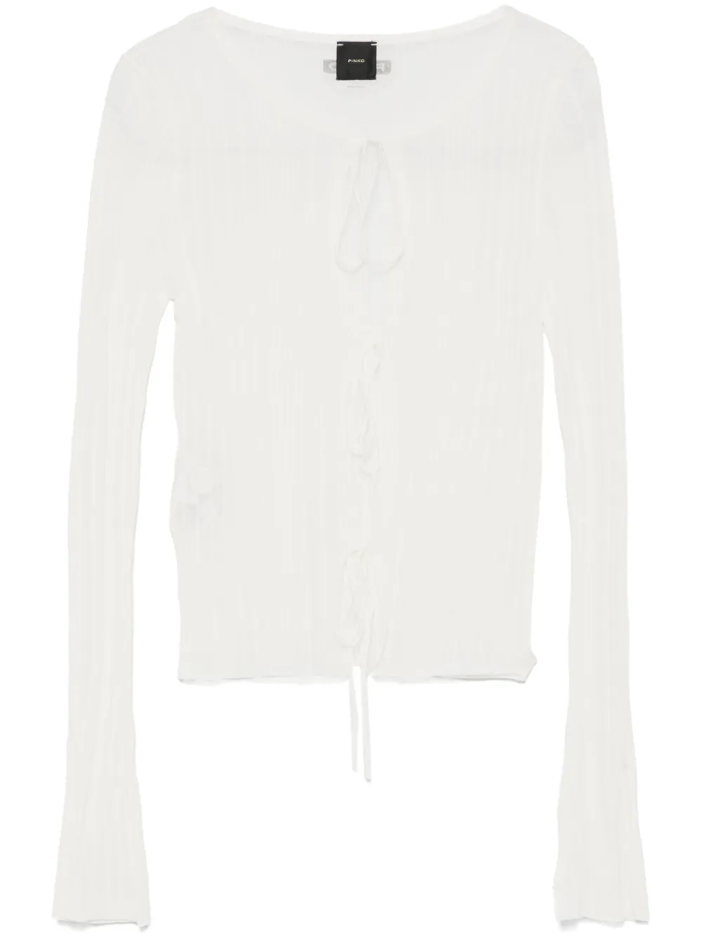 Pinko Table Open Ribbed Front Tie Jumper In White