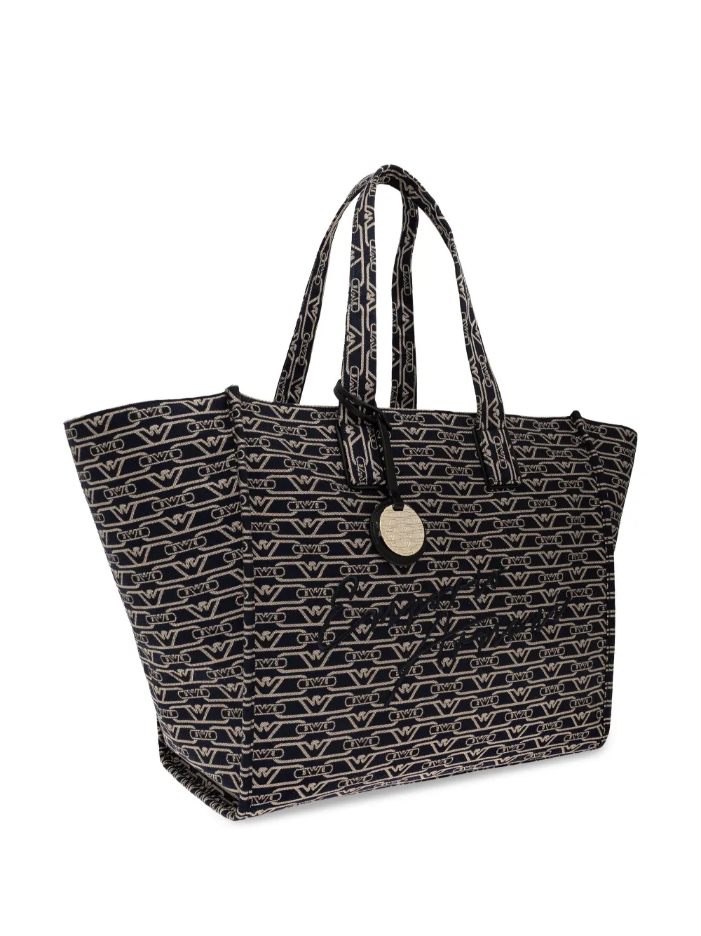 Emporio Armani Shopper met jacquard Zwart