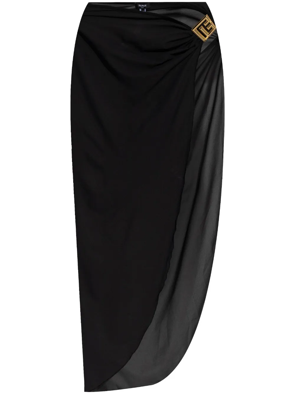 Balmain Draped Style Beach Cover-up In Black