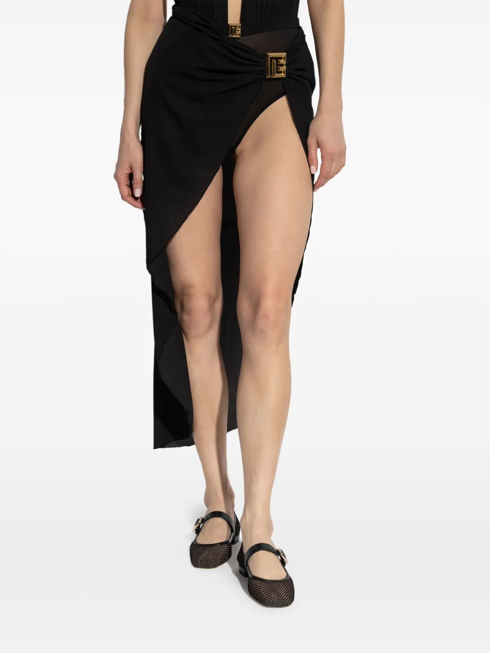 Balmain Draped Style Beach Cover-up In Black