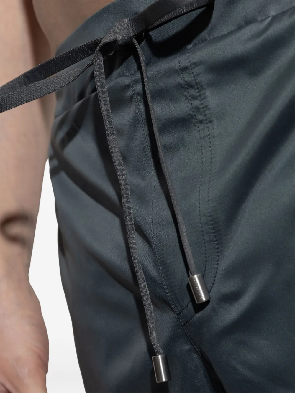 BALMAIN STRIPE-DETAIL SWIM SHORTS 
