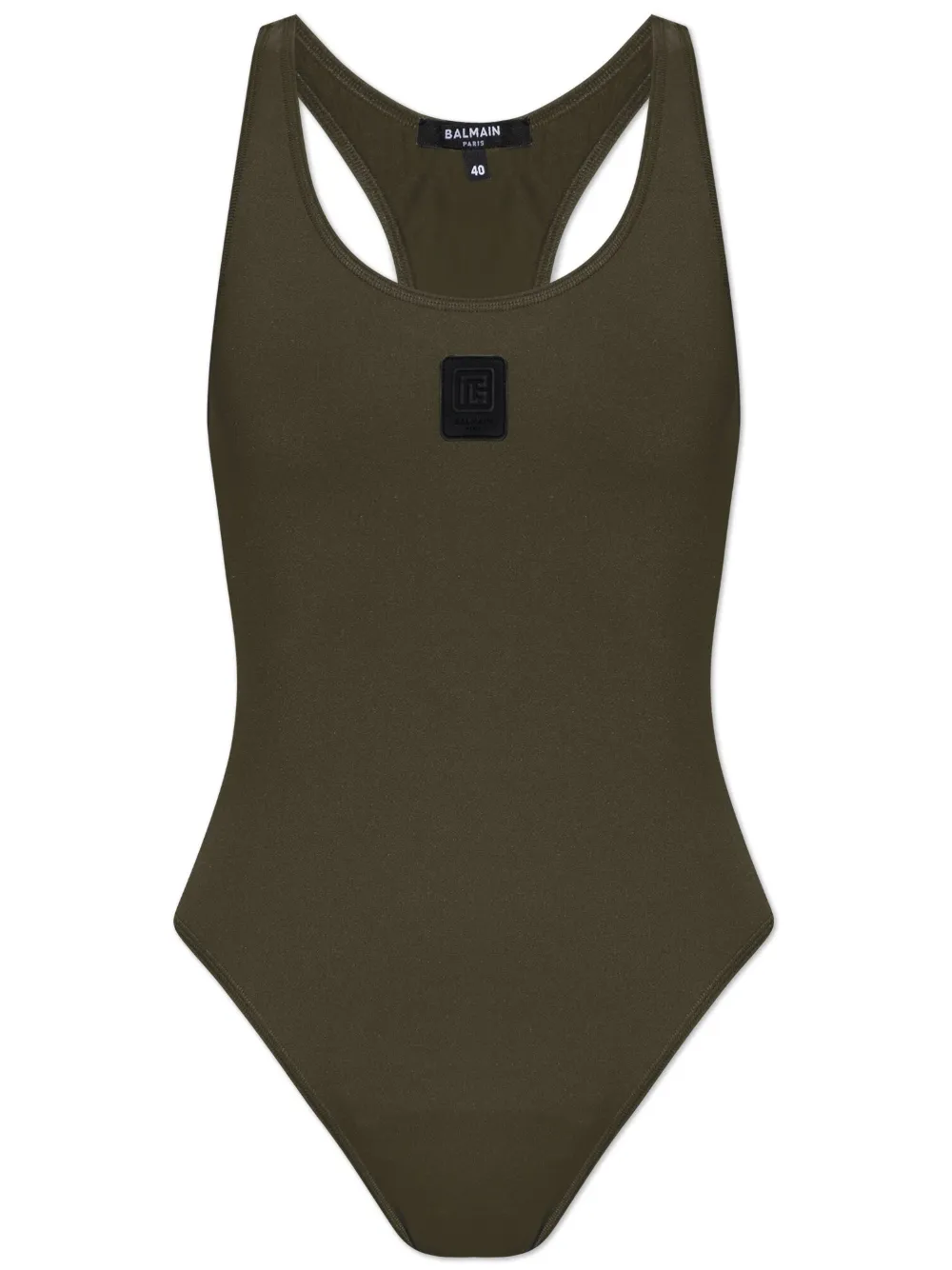 Shop Balmain Logo Patch One-piece In Green