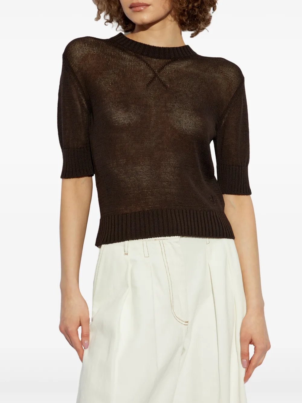 Jil Sander T-shirt met ronde hals Bruin