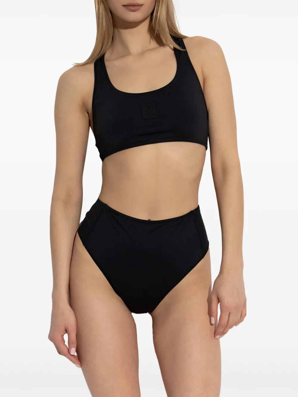 Shop Balmain Criss-cross Back Bikini In Black