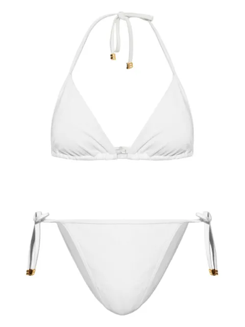 Balmain logo bead-detailing bikini