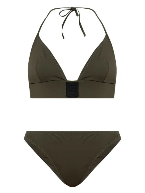 Balmain bikini à patch logo - Vert - Balmain - Modalova