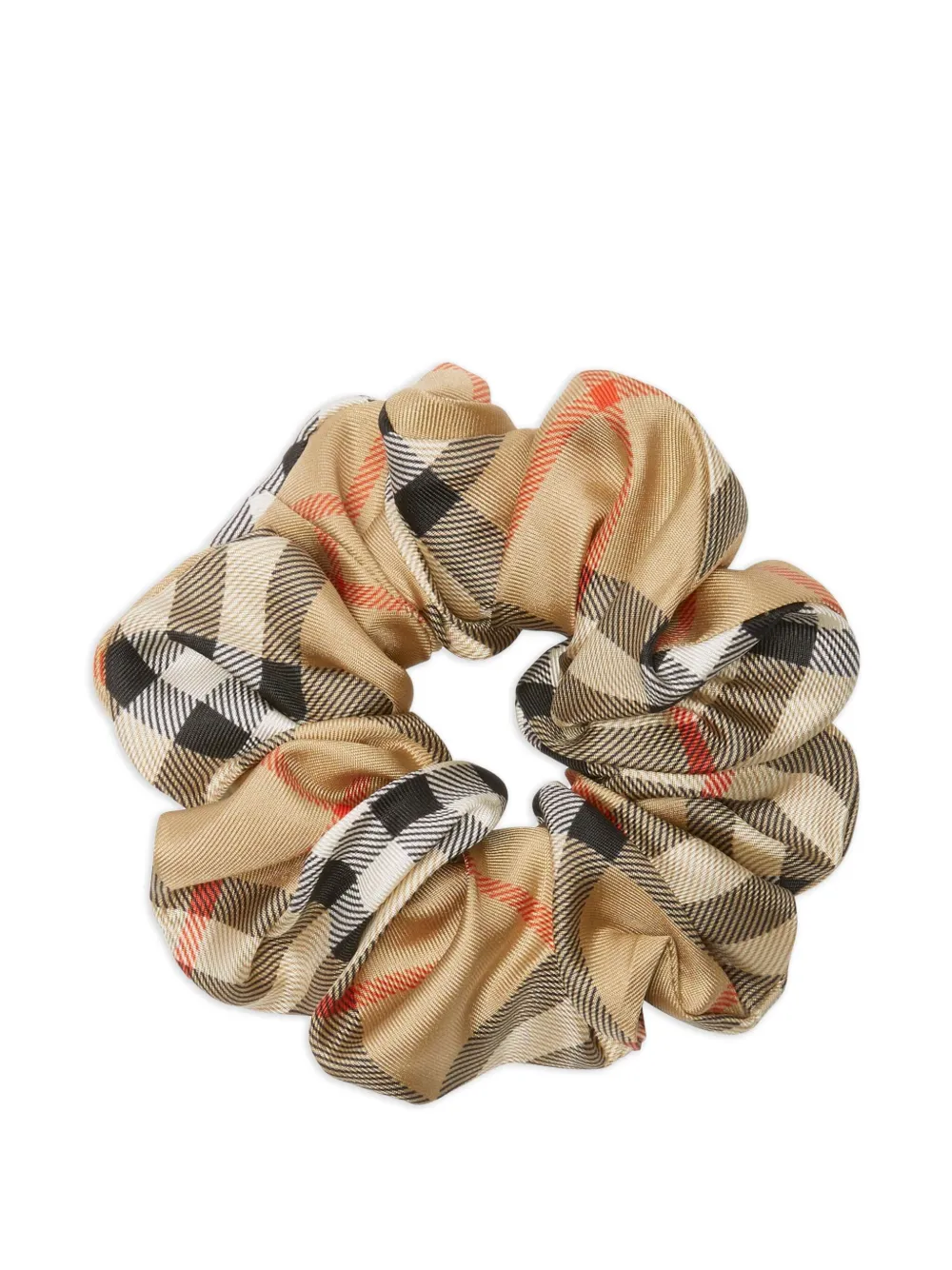 Burberry Geruite zijden scrunchie Beige