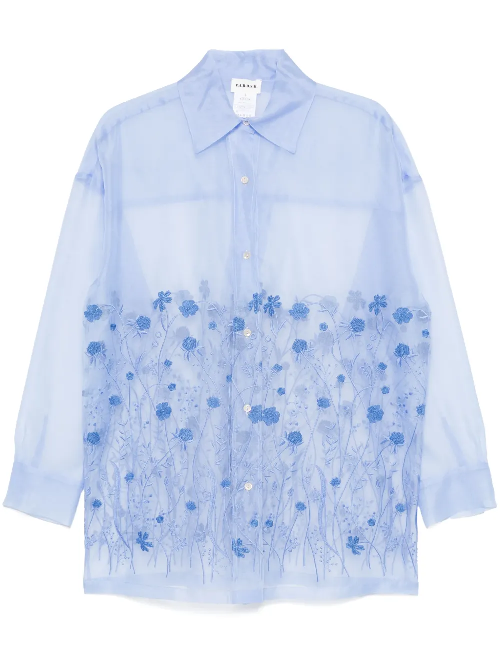 floral-embroidered shirt