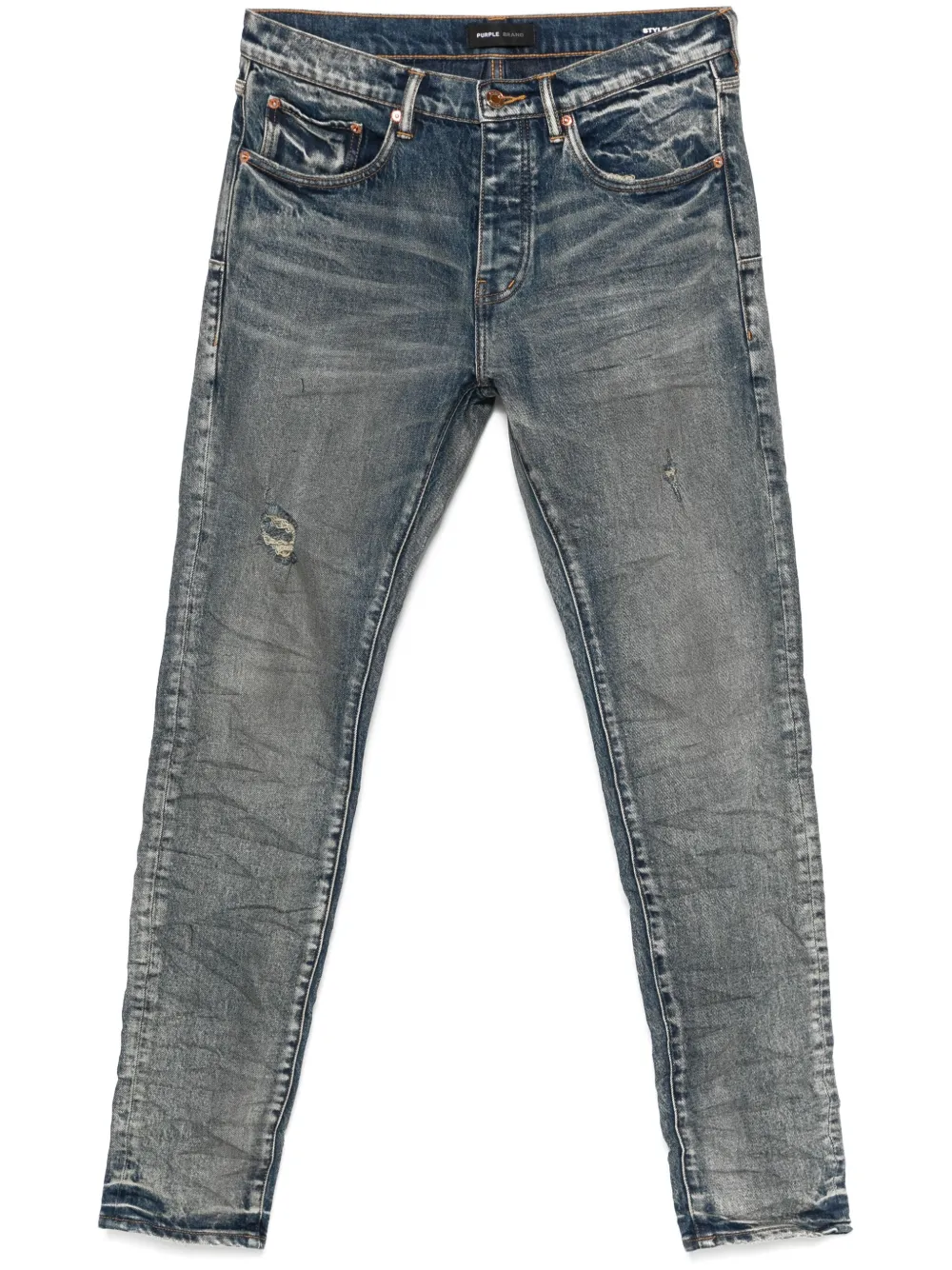 distressed-effect jeans