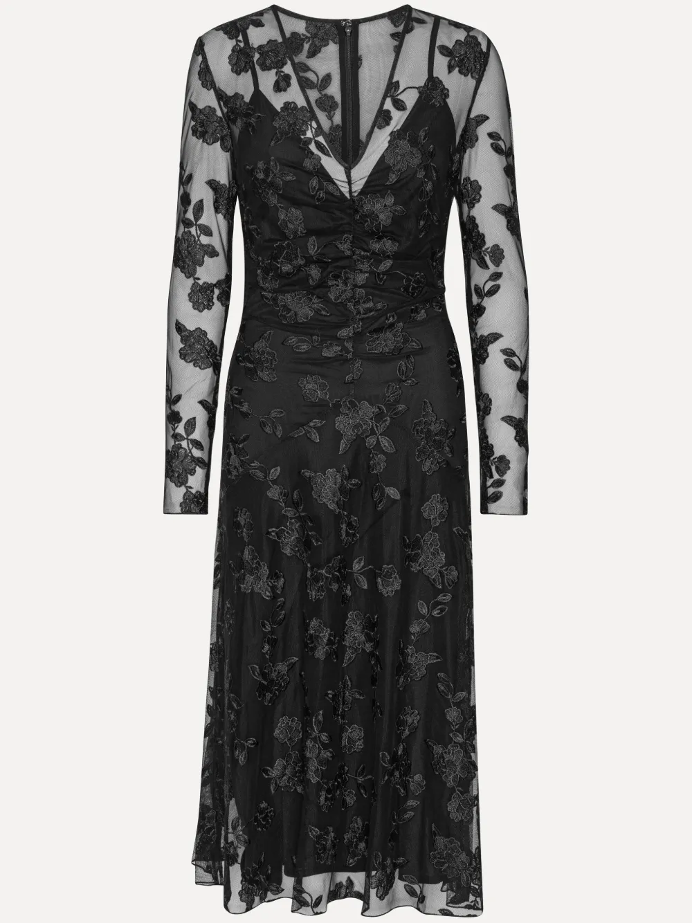 Rotate Birger Christensen Lace V-neck Midi Dress In Black
