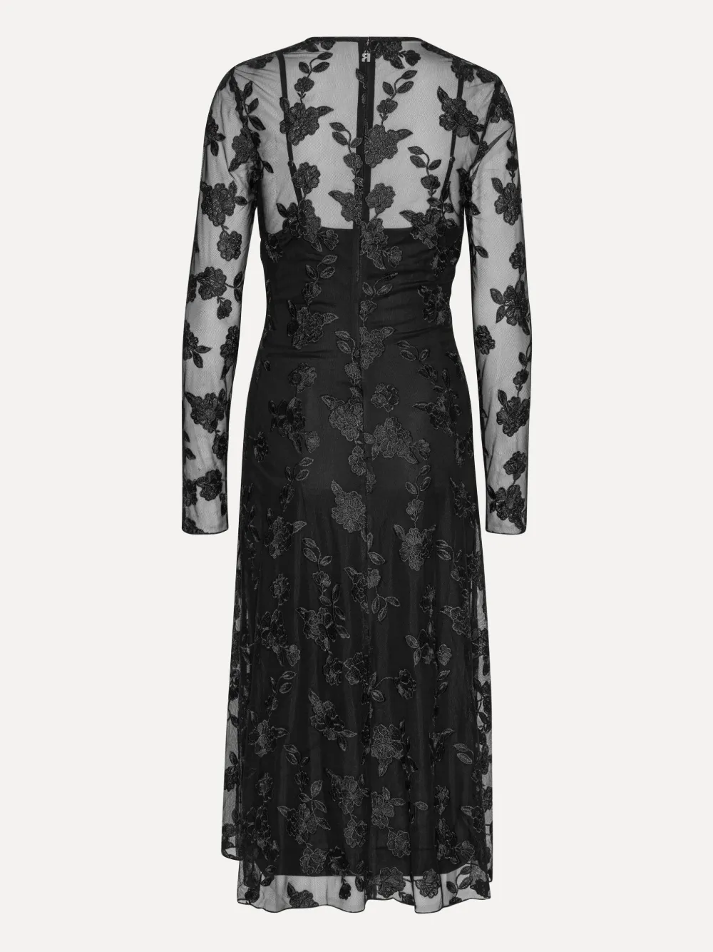 ROTATE BIRGER CHRISTENSEN lace V-neck midi dress - Zwart