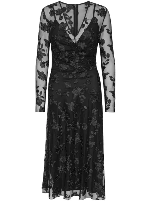 ROTATE BIRGER CHRISTENSEN vestido midi de encaje con cuello en V