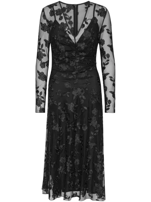 Robe mi-longue en dentelle à col v - ROTATE BIRGER CHRISTENSEN - Modalova