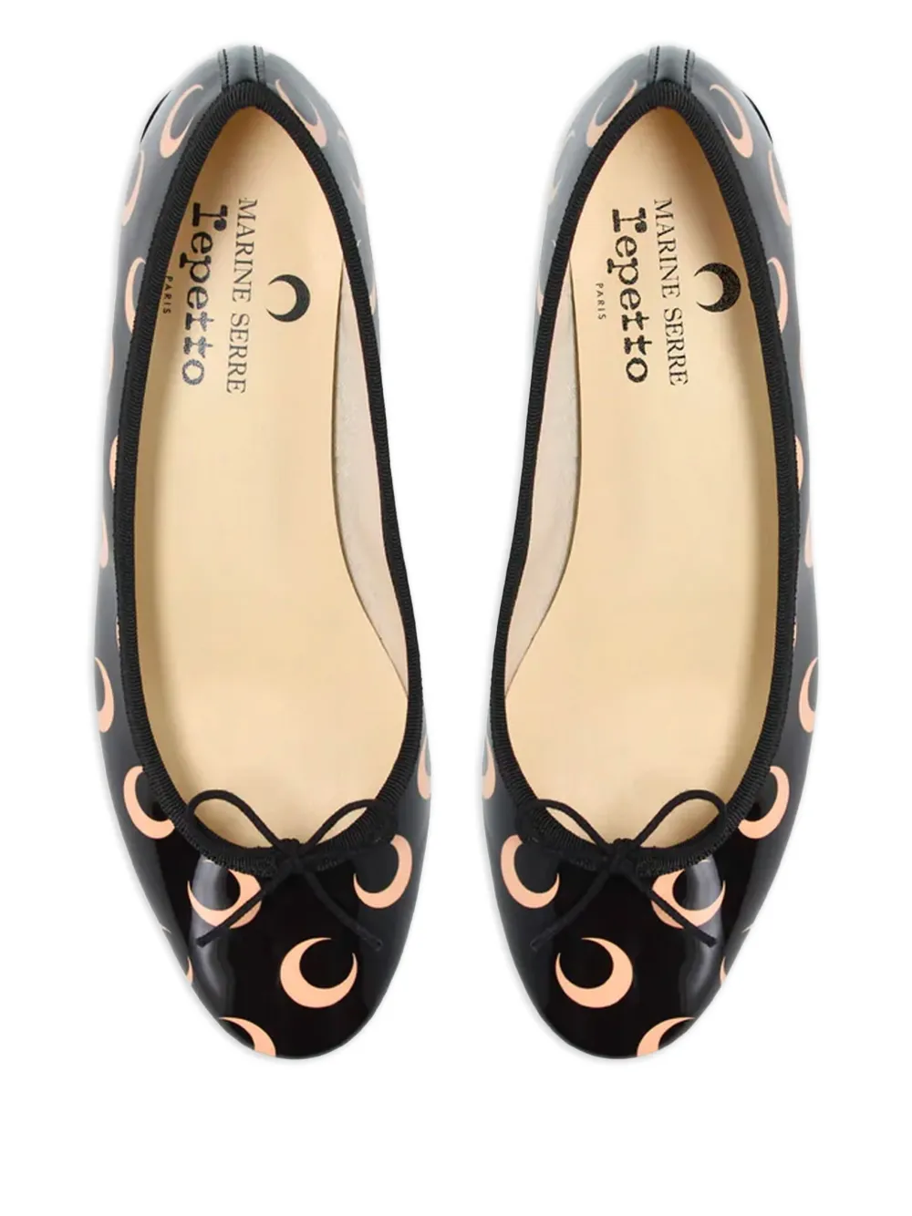 Repetto x Marine Serre Camille bow-detail printed ballet flats Black