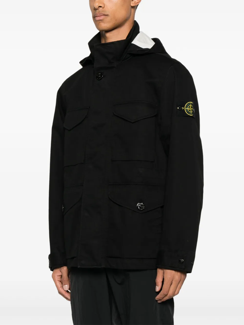 Stone Island Jack met Compass-logopatch Zwart