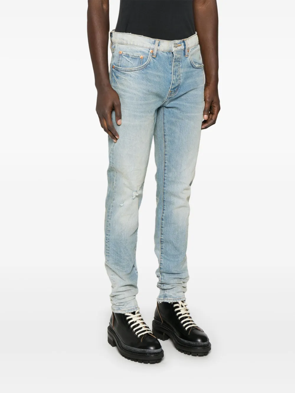Purple Brand Gerafelde jeans Blauw