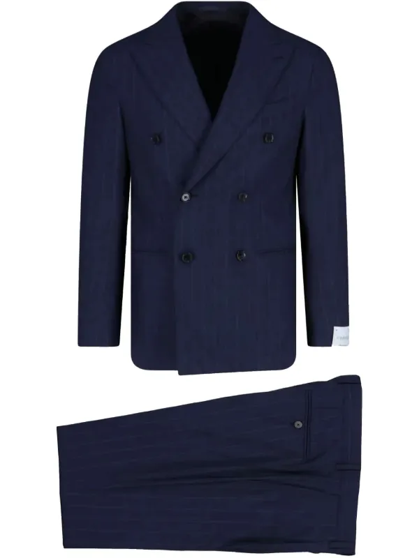 CARUSO ストライプスーツ ネイビー Caruso ストライプ スーツ | ブルー | FARFETCH JP