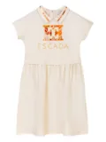 Escada Kids embroidered-logo dress - Neutrals