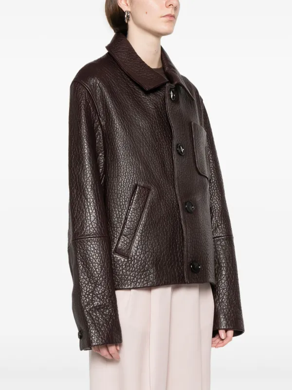 AMI Paris レザージャケット | ブラウン | FARFETCH JP