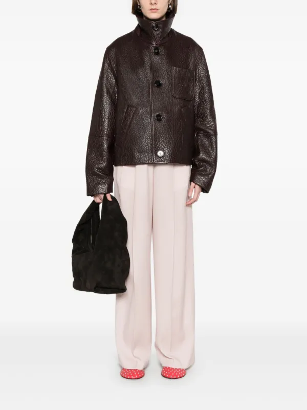 AMI Paris レザージャケット | ブラウン | FARFETCH JP