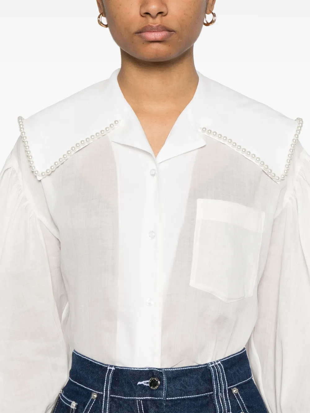Simone Rocha Blouse met pofmouwen en matrozenkraag Wit