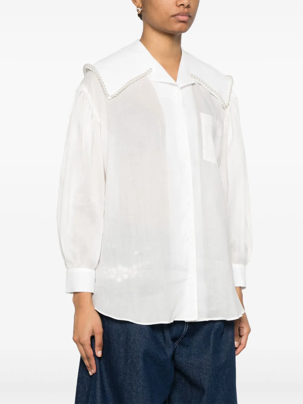Simone Rocha Blouse met pofmouwen en matrozenkraag Wit