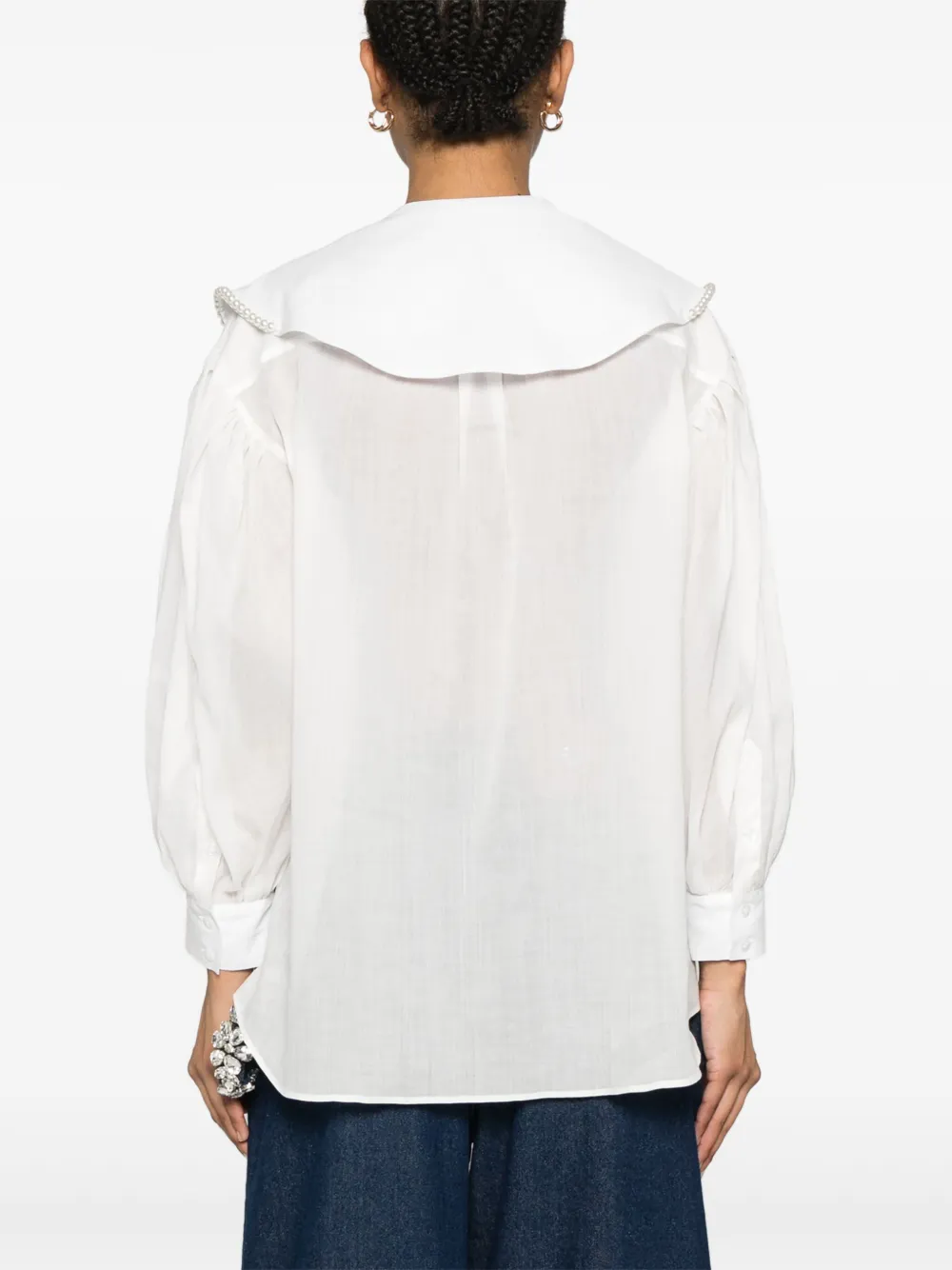 Simone Rocha Blouse met pofmouwen en matrozenkraag Wit