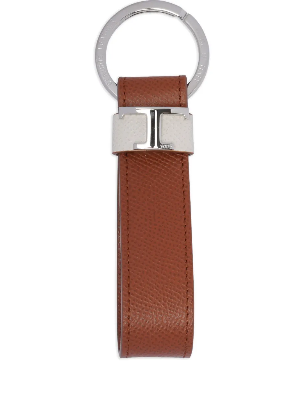 Tod's Textured Leather Keychain In Brown