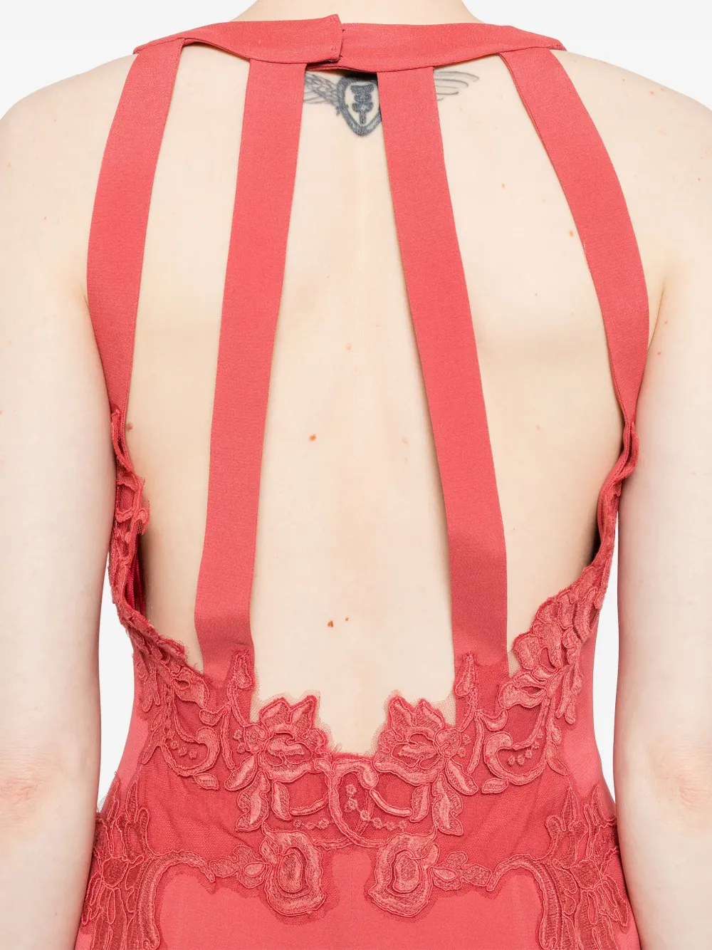 Alberta Ferretti Maxi-jurk met borduurwerk Roze
