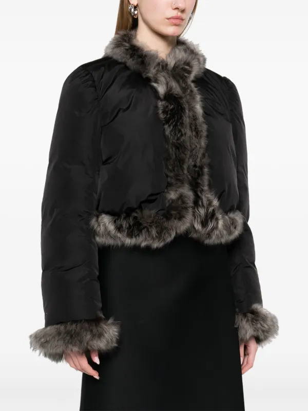 ALEXANDER WANG ブラックファーコート XS/S ALEXANDER WANG Embellished faux fur jacket | THE OUTNET