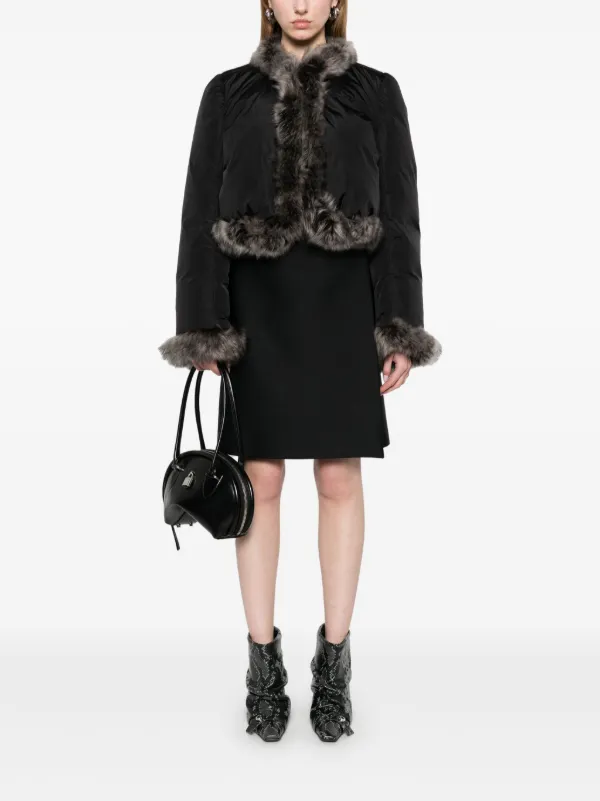Alexander Wang Faux fur-trim Puffer Jacket | Black | FARFETCH