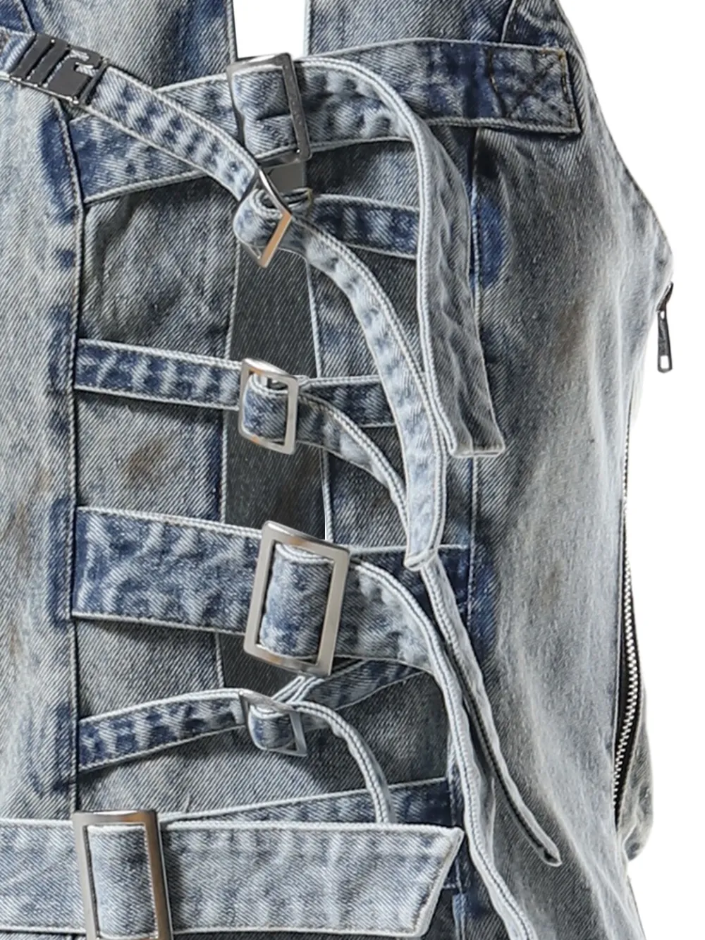 Shop Natasha Zinko Strapped Denim Top In 蓝色