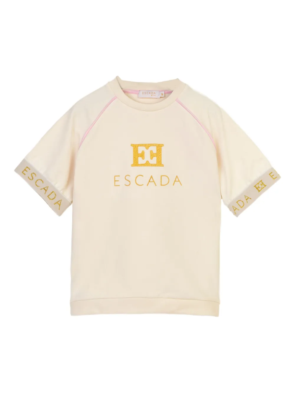 Shop Escada Logo-embroidered T-shirt In Neutrals