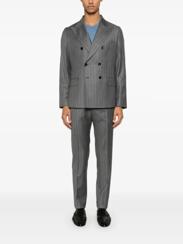 グレー ストライプ ダブルブレストスーツ Reveres 1949 ストライプ スーツ | グレー | FARFETCH JP