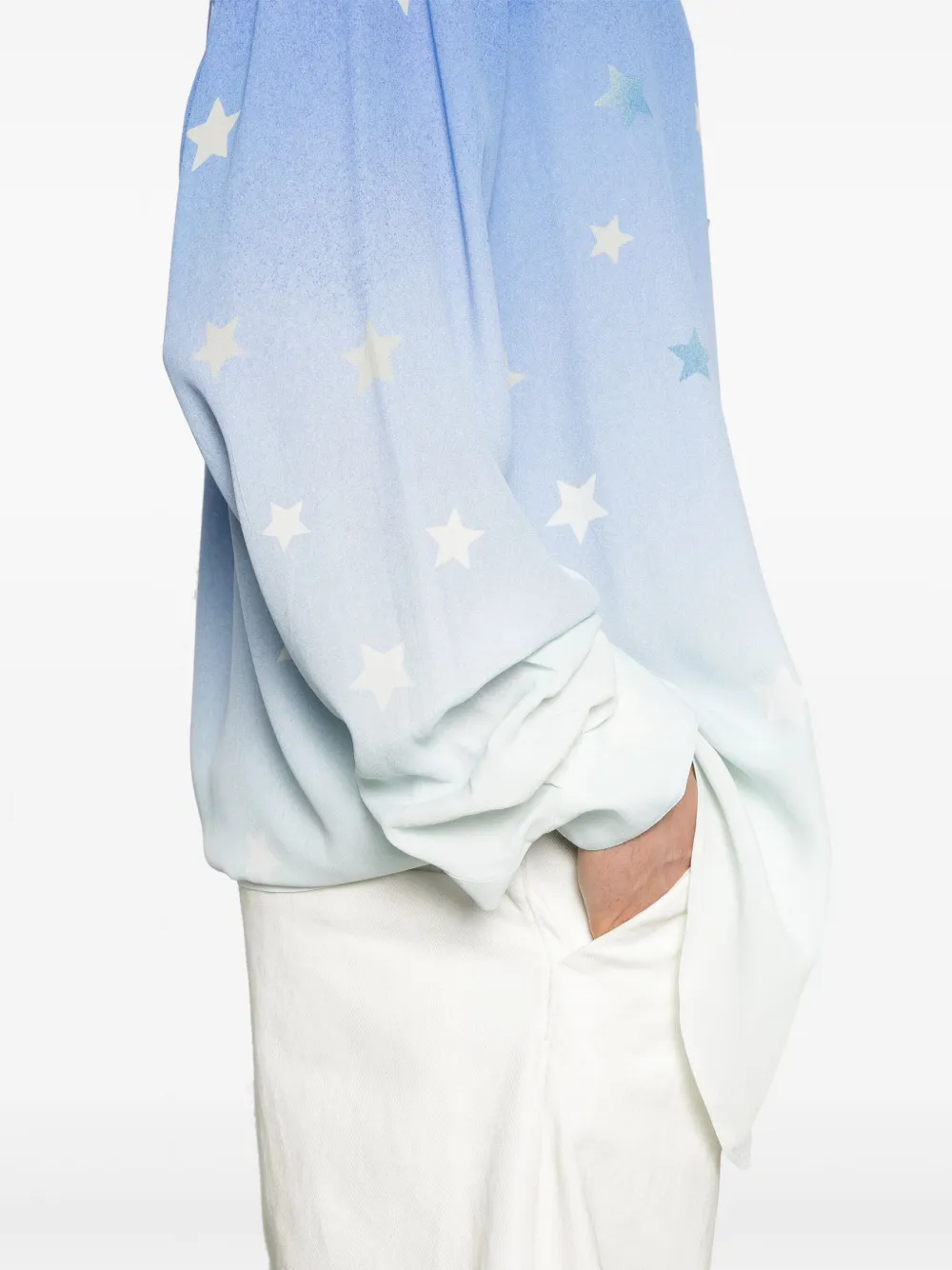 Erl Collared Shirt With Long Sleeves And Gradient Star Pattern In Blue