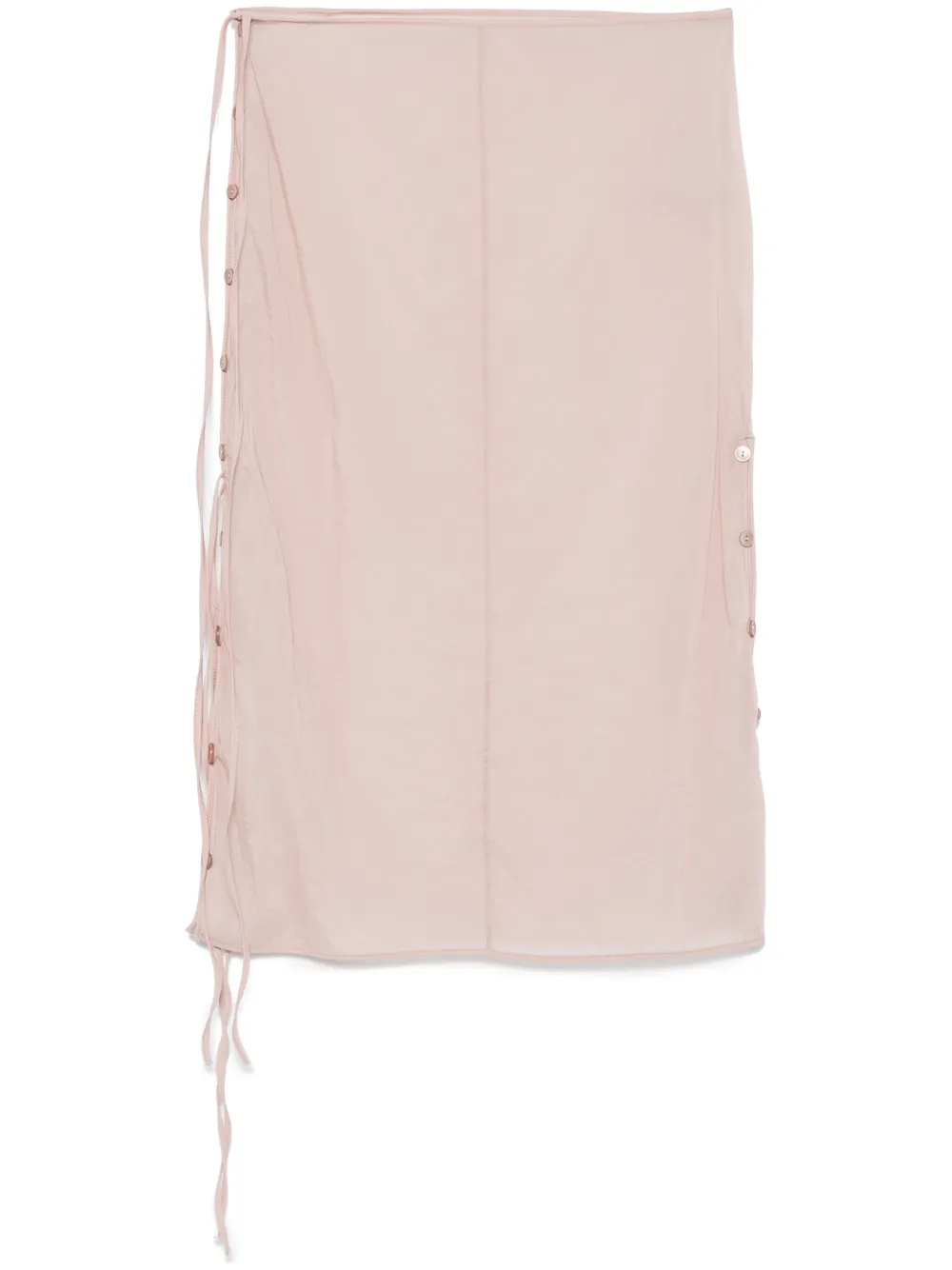 see-through button-loop midi skirt