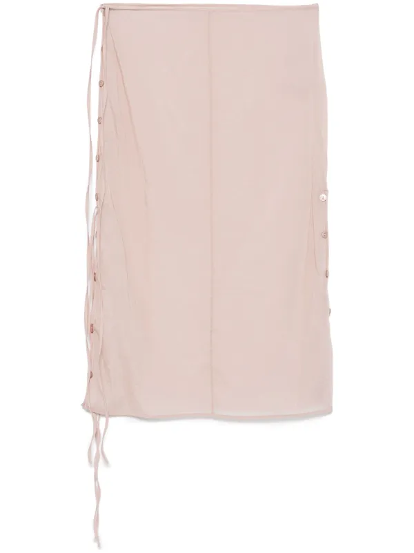 スカート LOW CLASSIC Woman Skirt Pink LW251SK07PK 0062 Low Classic see-through button-loop Midi Skirt | Pink