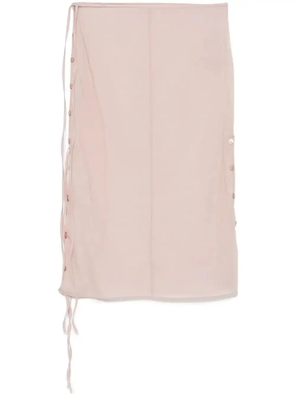 Shop Low Classic See-through Button-loop Midi Skirt In Pink