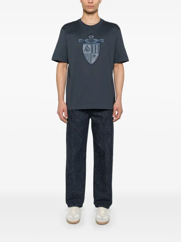 [FENDI] ネイビーブルーコットン Tシャツ T-Shirt Cotton Blue | Fendi