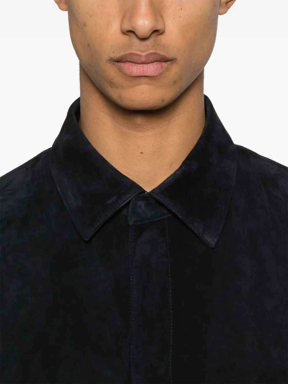Emporio Armani Suède shirtjack Blauw