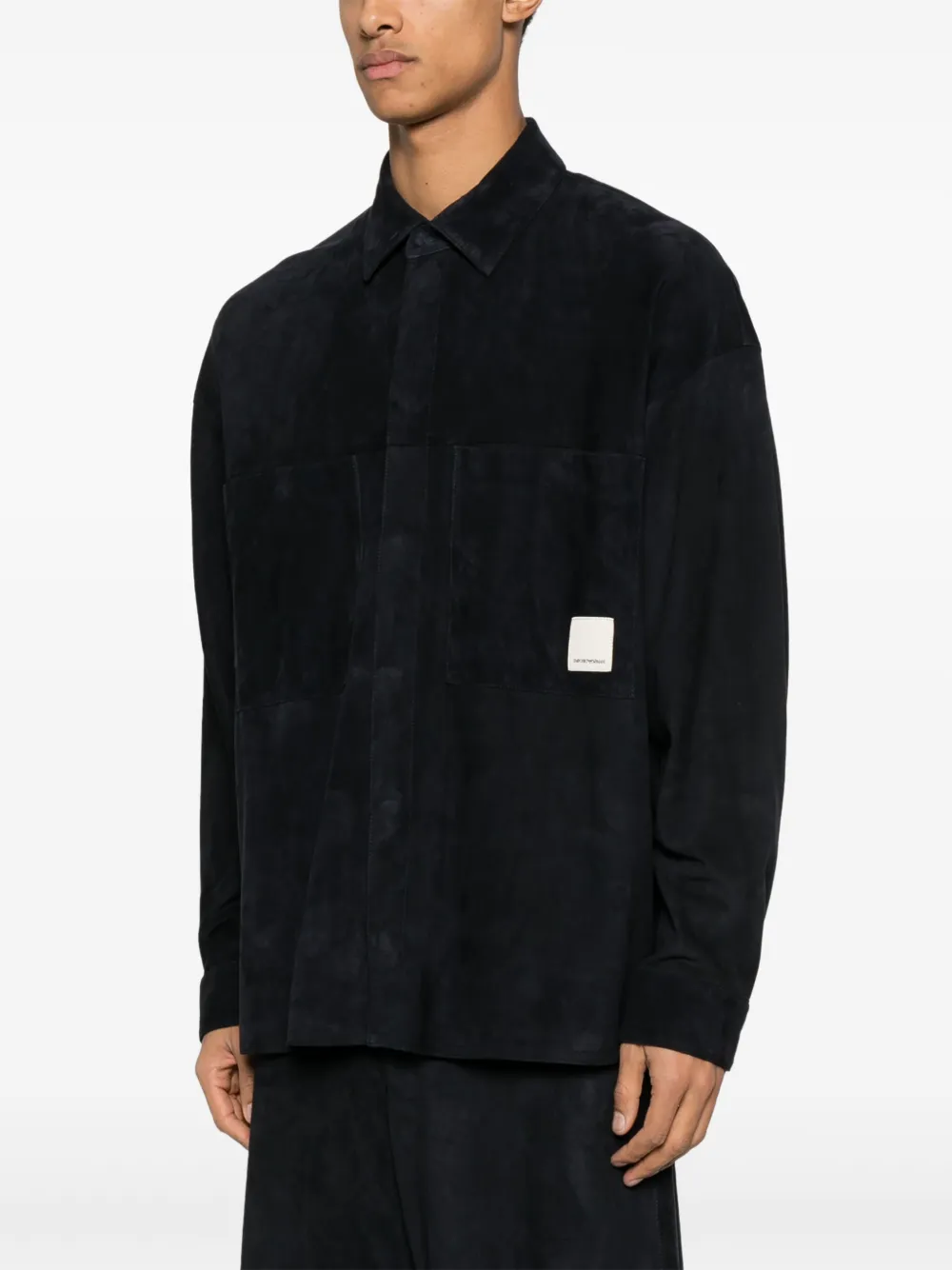 Emporio Armani Suède shirtjack Blauw