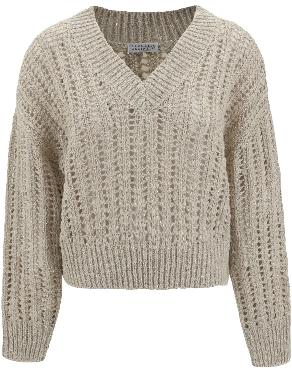 V-neck cable-knit sweater