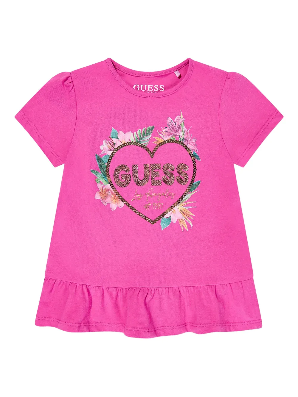 Guess kids T-shirt verfraaid met logo PINK