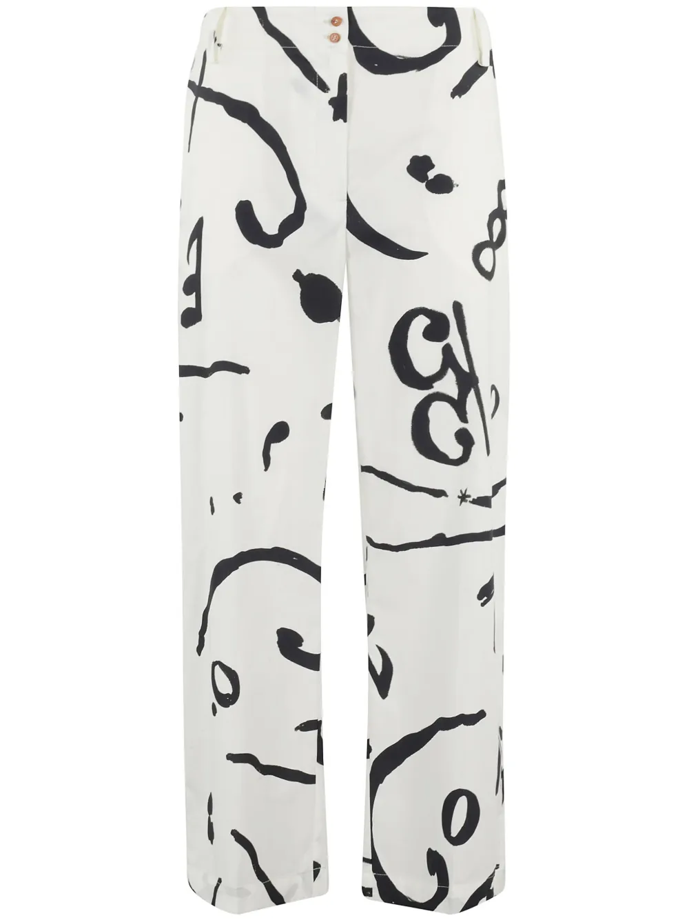 Alysi Broek met abstracte print Wit