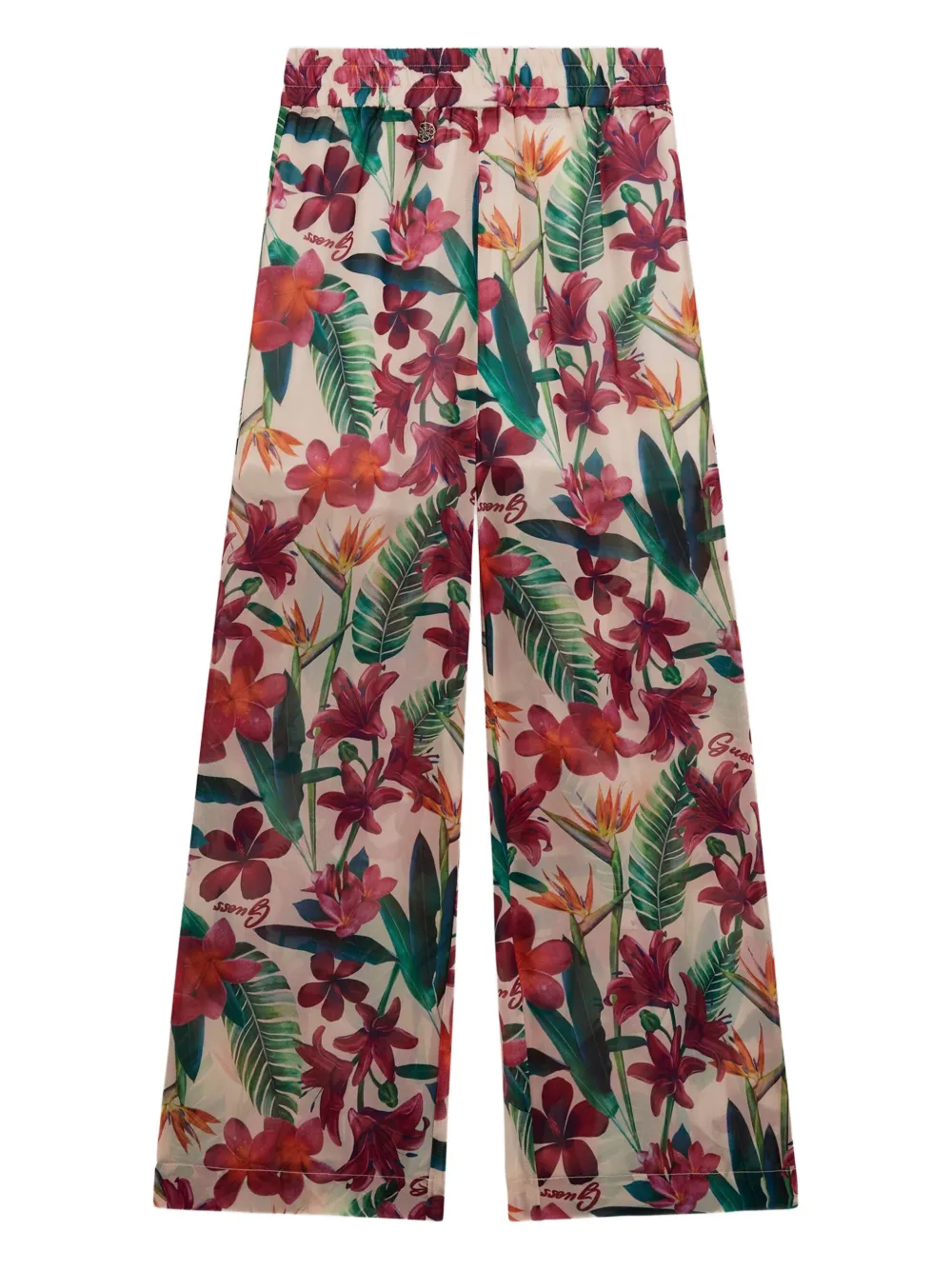 Guess kids Broek met bloe print Beige