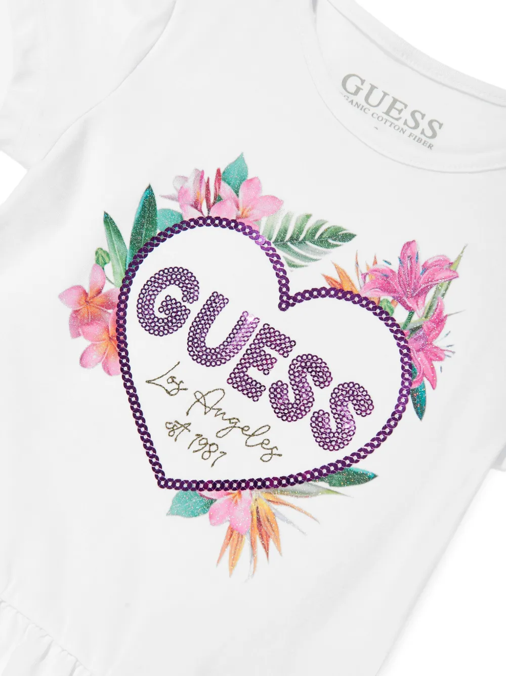 guess kids T-shirt verfraaid met logo Wit