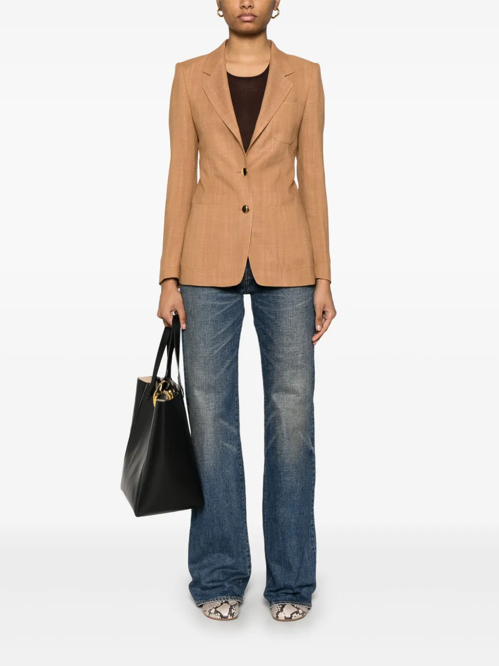 Tagliatore Blazer met enkele rij knopen Bruin